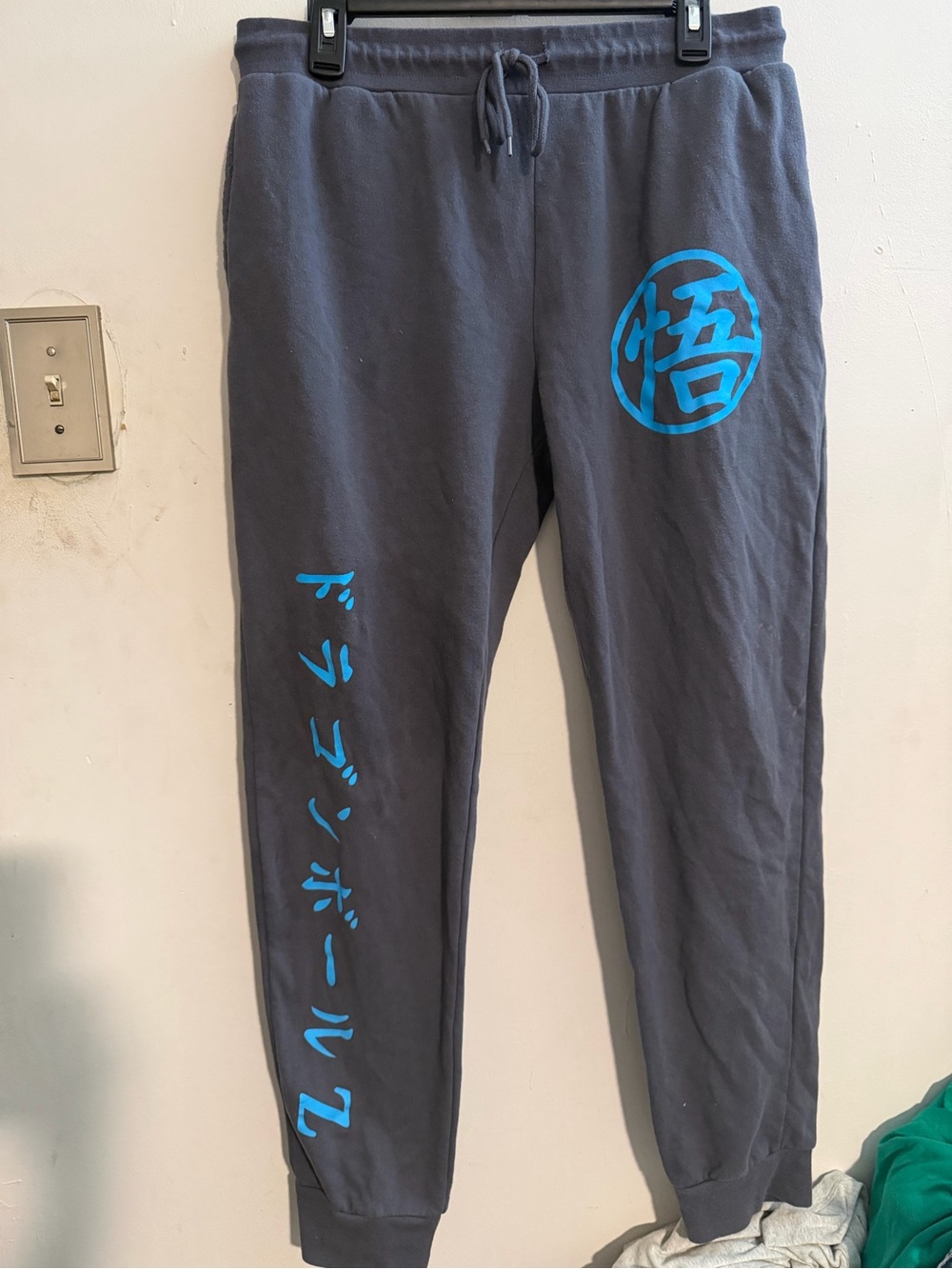 Men's Dragon Ball Z Gray Jogger Sweatpants with Blue Graphic size Large